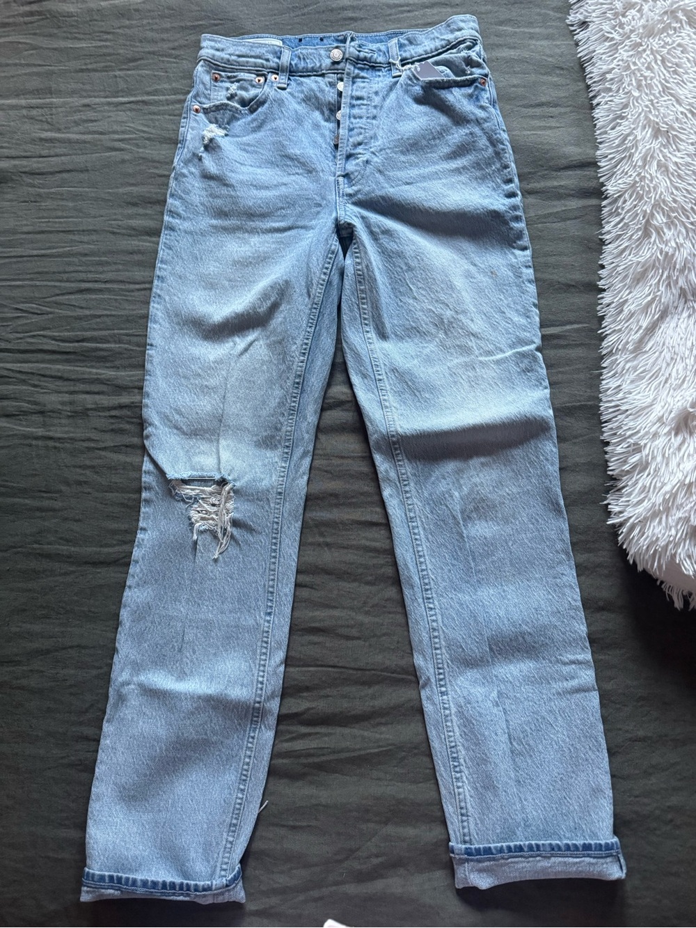 GAP Light Blue Boyfriend Jeans with Knee Distress
